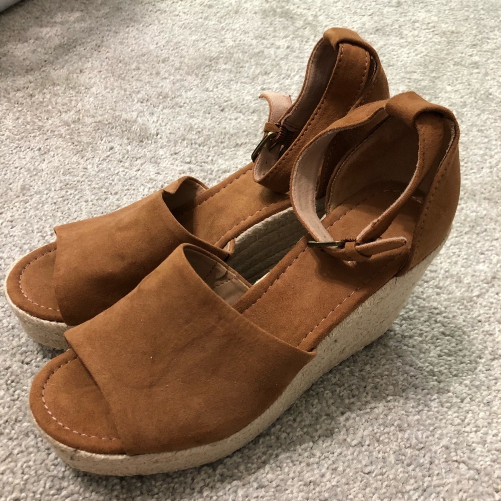 Cognac Espadrille Wedges